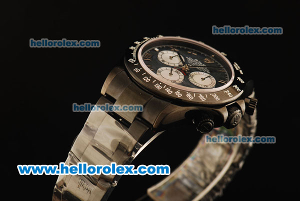 Rolex Daytona Chronograph Swiss Valjoux 7750 Automatic Movement PVD Case with Roman Numerals and PVD Strap - Click Image to Close